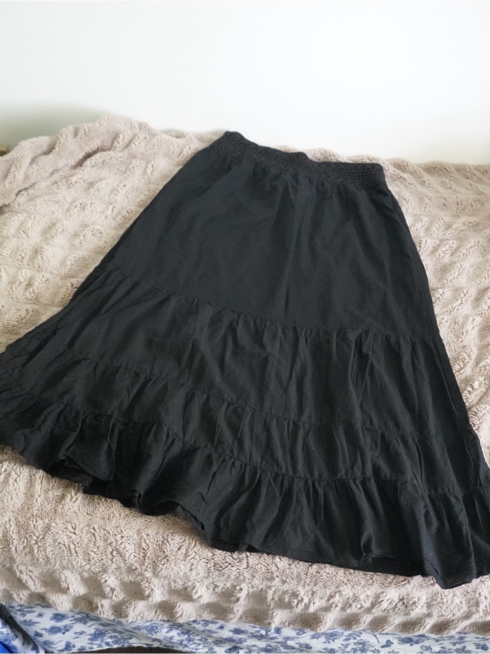 Women's Black Tiered Maxi Skirt